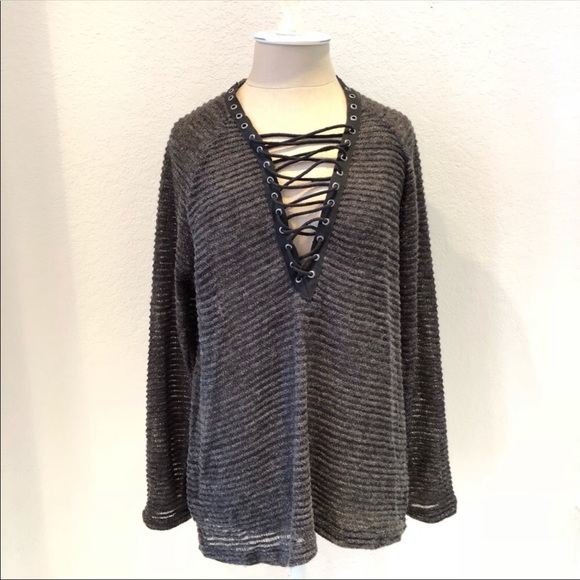 ANY OFFER Tunic OnTwelfth Ribbed Lace Up - Picture 2 of 6